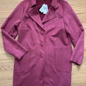 Philosophy Faux Leather Long Suede Jacket in Pink - L NWT